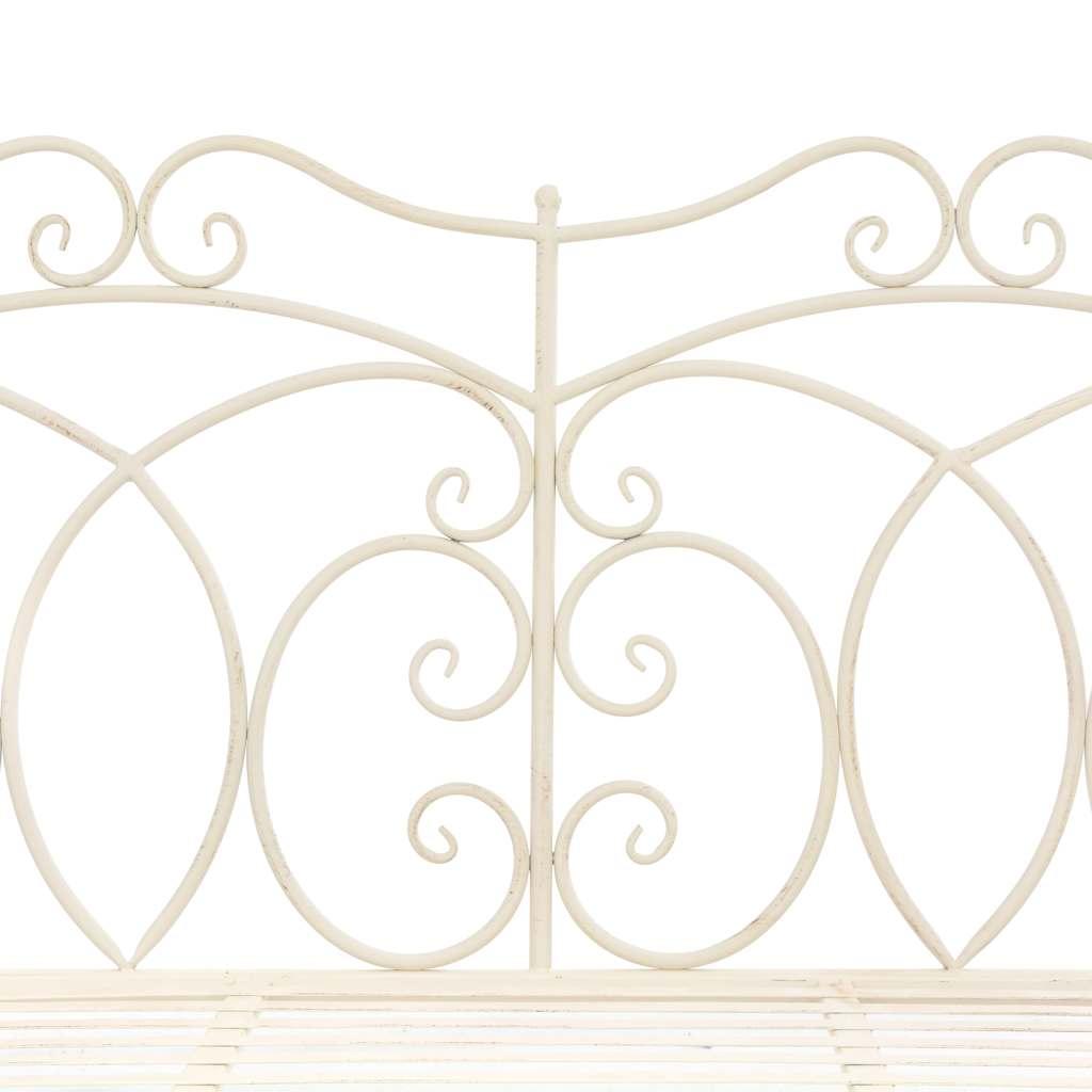 Banco de jardín metal blanco envejecido 122 cm