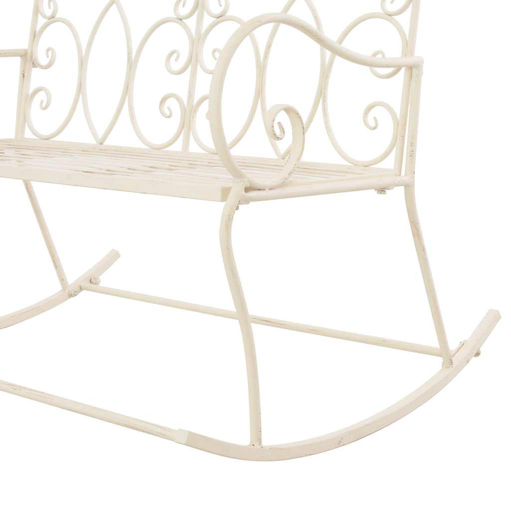 Banco de jardín metal blanco envejecido 122 cm