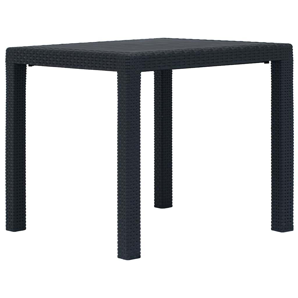 Mesa de jardín plástico aspecto ratán gris antracita 79x79x72 cm