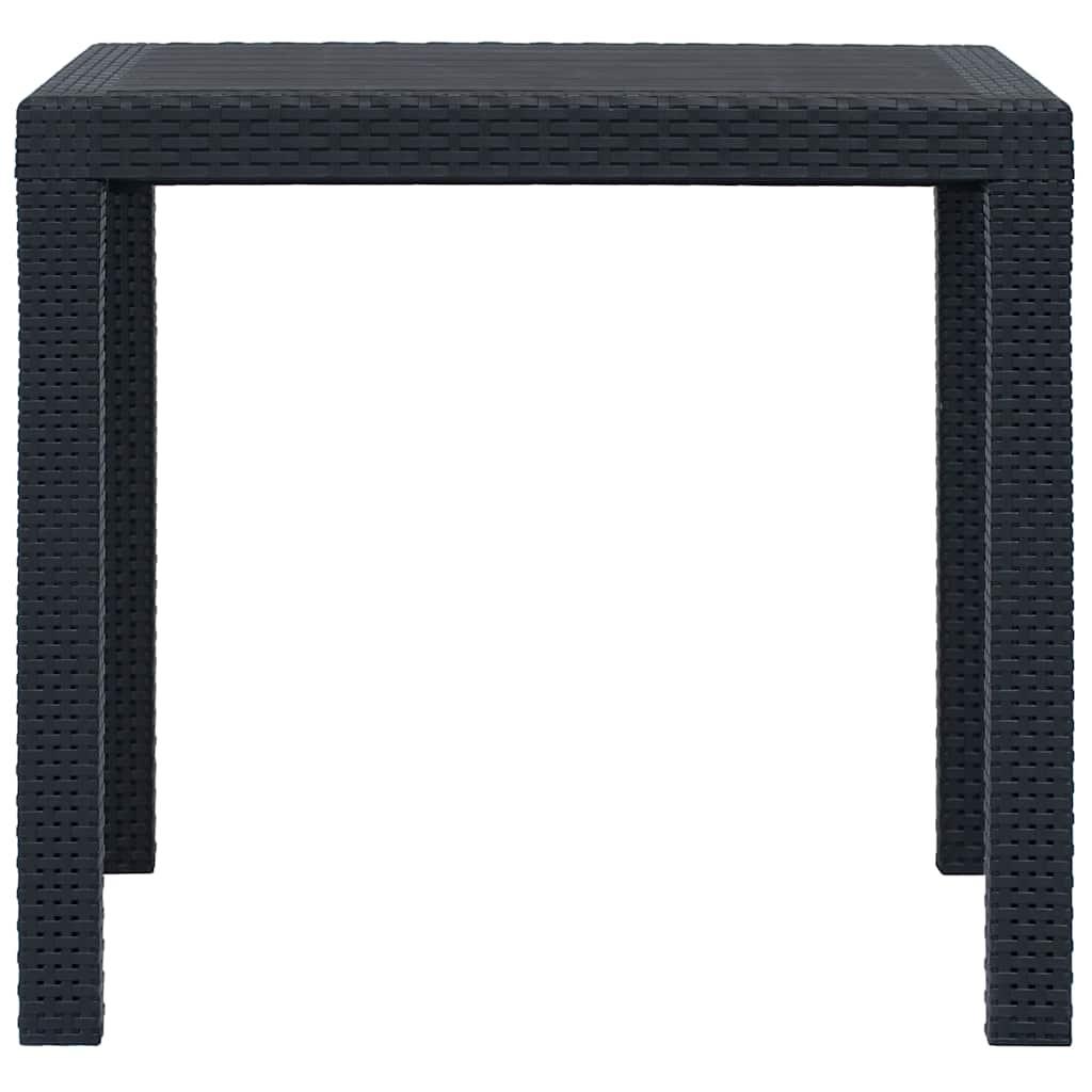 Mesa de jardín plástico aspecto ratán gris antracita 79x79x72 cm
