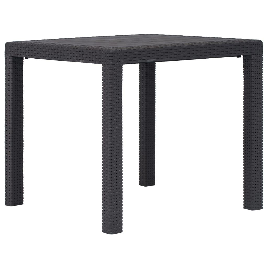 Mesa de jardín plástico aspecto ratán gris antracita 79x79x72 cm