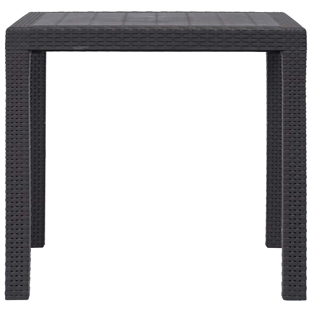 Mesa de jardín plástico aspecto ratán gris antracita 79x79x72 cm