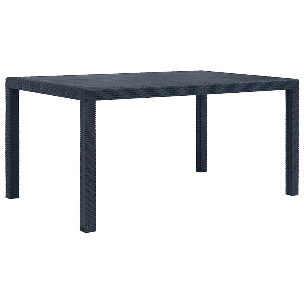 Mesa de jardín plástico aspecto ratán gris antracita 79x79x72 cm