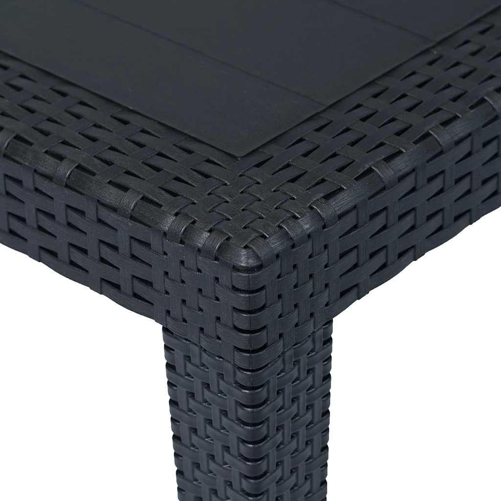 Mesa de jardín plástico aspecto ratán gris antracita 79x79x72 cm