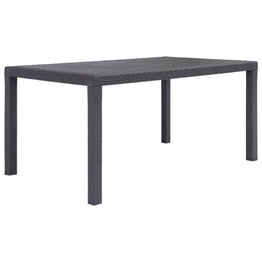 Mesa de jardín plástico aspecto ratán gris antracita 79x79x72 cm