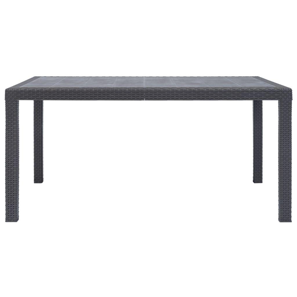Mesa de jardín plástico aspecto ratán gris antracita 79x79x72 cm