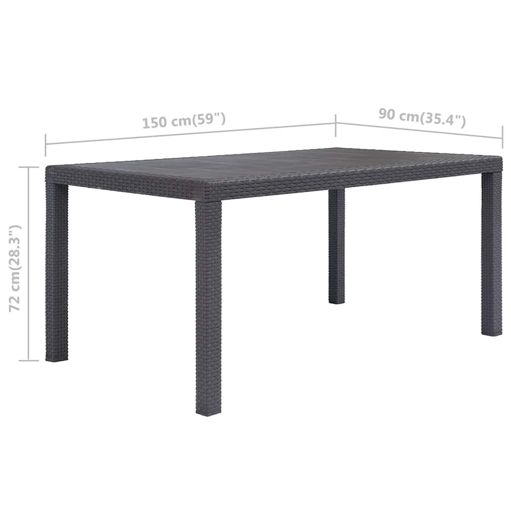 Mesa de jardín plástico aspecto ratán gris antracita 79x79x72 cm