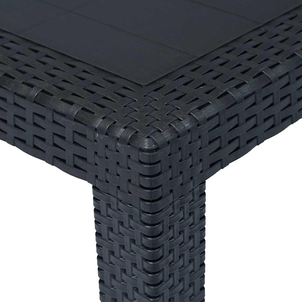 Mesa de jardín plástico aspecto ratán gris antracita 79x79x72 cm