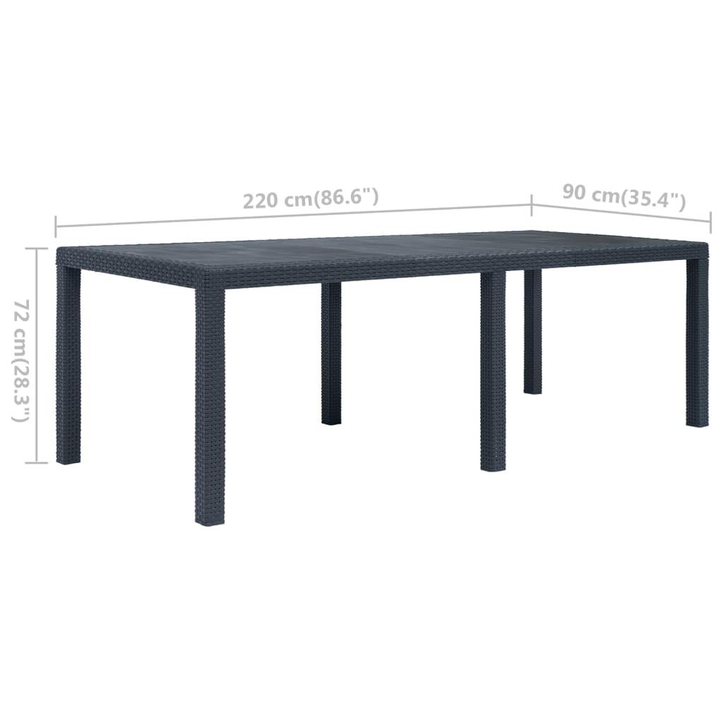 Mesa de jardín plástico aspecto ratán gris antracita 79x79x72 cm