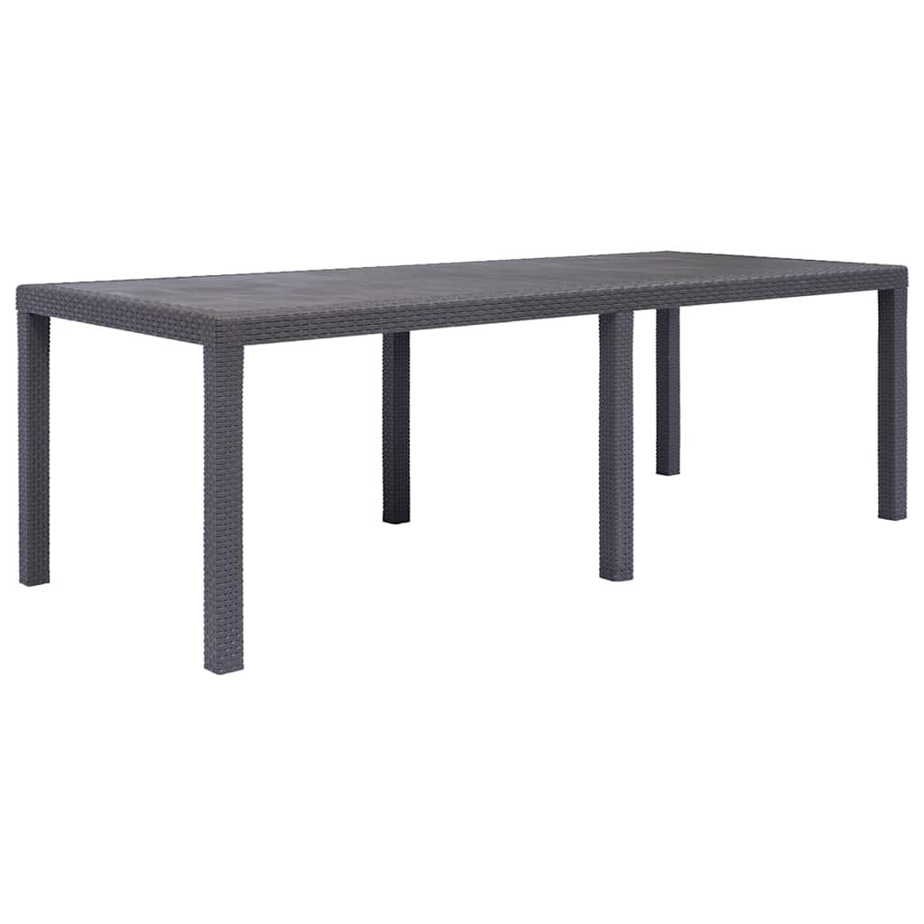 Mesa de jardín plástico aspecto ratán gris antracita 79x79x72 cm