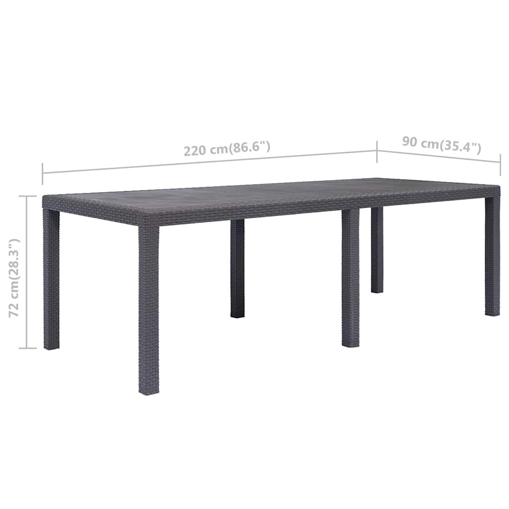 Mesa de jardín plástico aspecto ratán gris antracita 79x79x72 cm