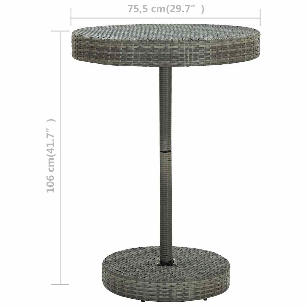 Mesa de jardín de ratán sintético marrón 75,5x106 cm