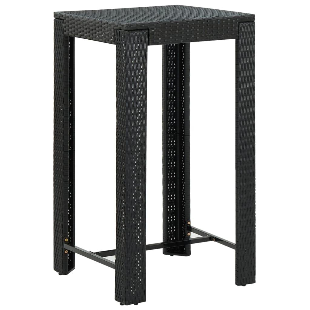 Mesa alta para jardín ratán sintético negro 60,5x60,5x110,5 cm