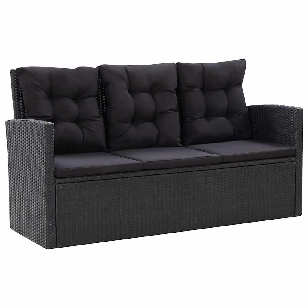 Set muebles de jardín 6 piezas y cojines ratán sintético
