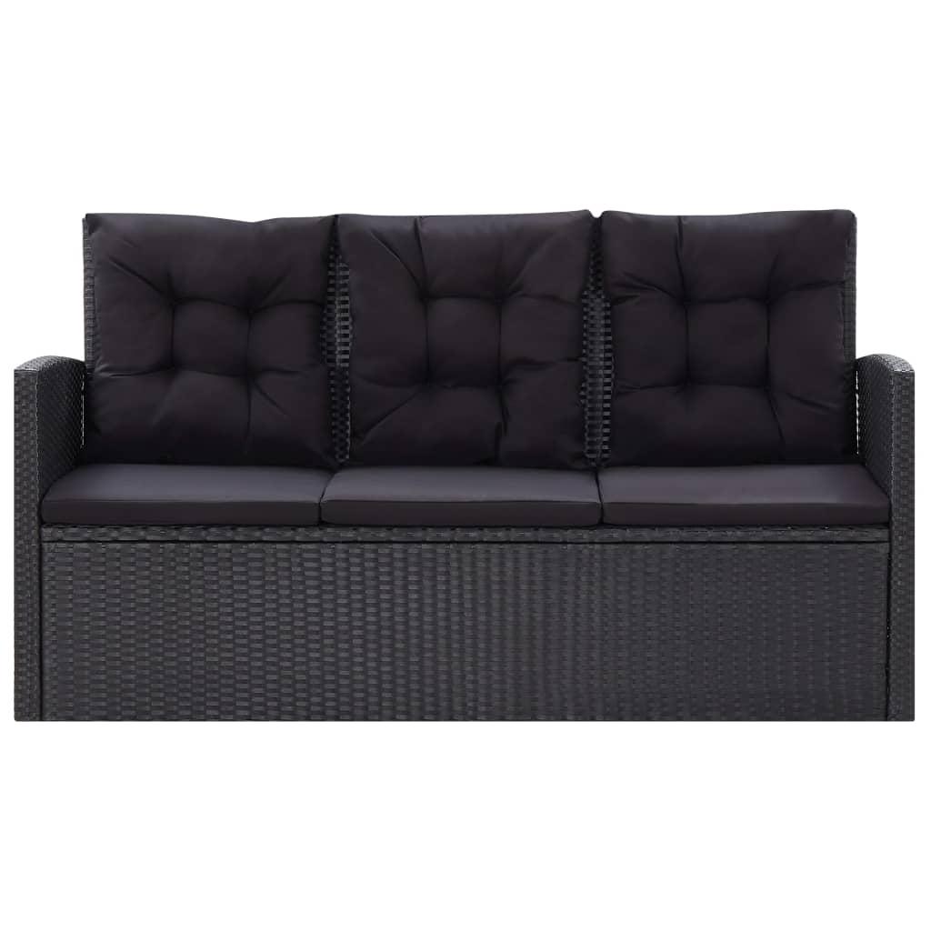 Set muebles de jardín 6 piezas y cojines ratán sintético