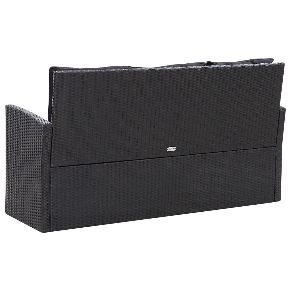 Set muebles de jardín 6 piezas y cojines ratán sintético