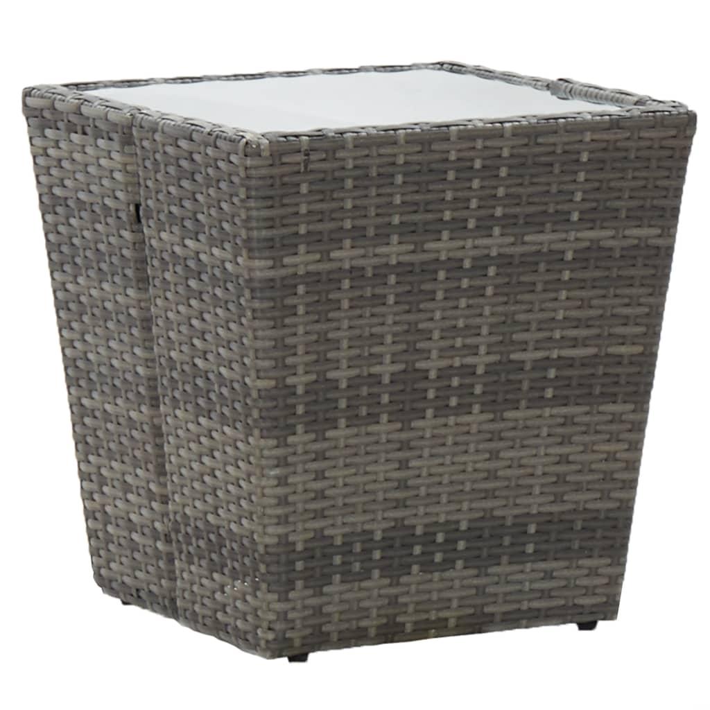 Mesa de centro de ratán PE vidrio templado beige 41,5x41,5x44cm
