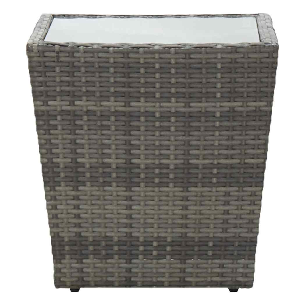Mesa de centro de ratán PE vidrio templado beige 41,5x41,5x44cm