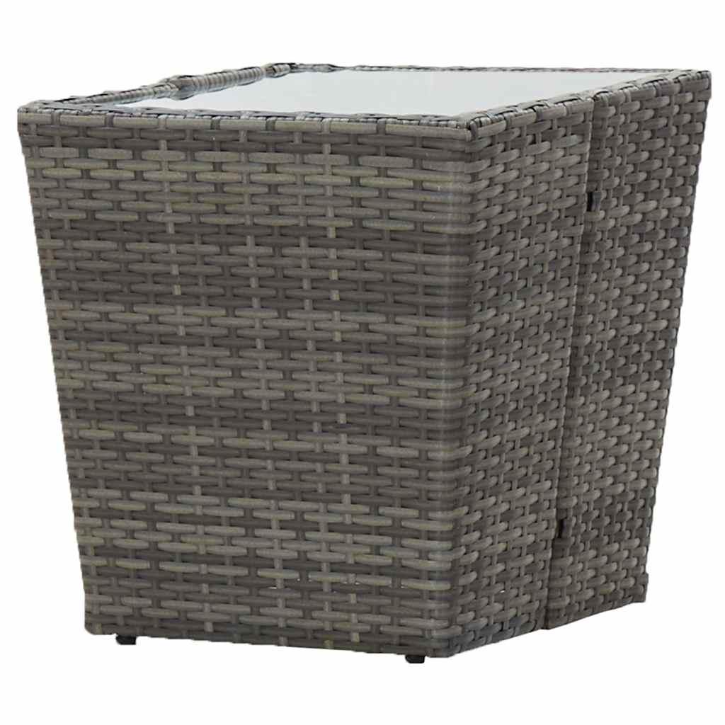 Mesa de centro de ratán PE vidrio templado beige 41,5x41,5x44cm