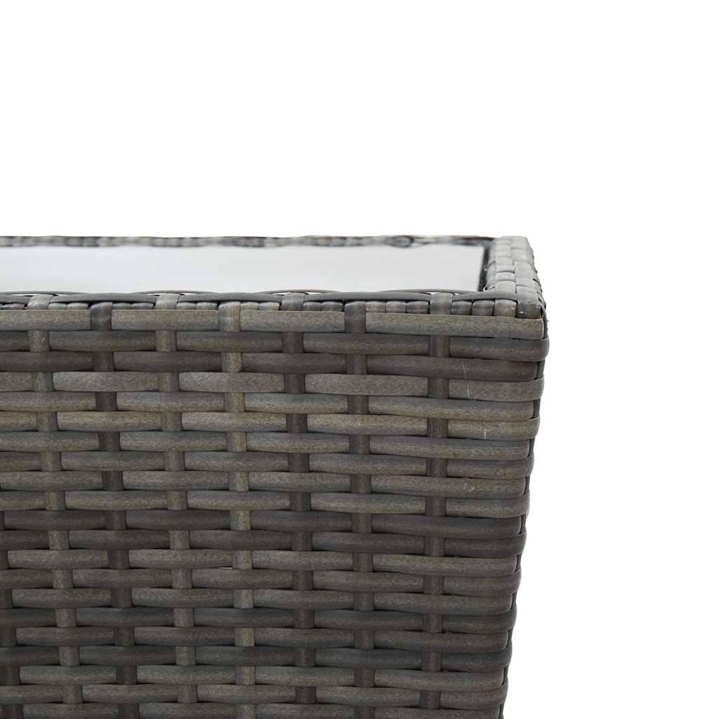 Mesa de centro de ratán PE vidrio templado beige 41,5x41,5x44cm