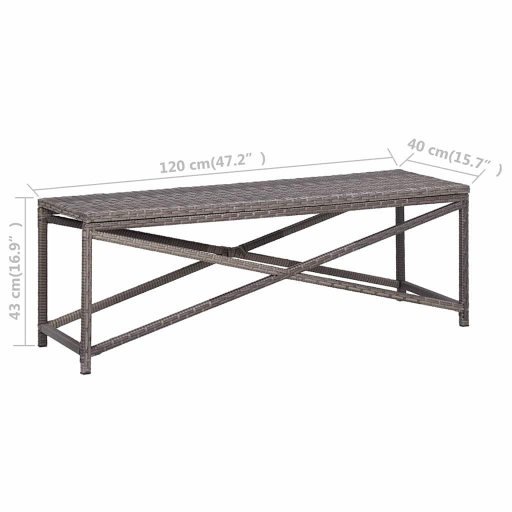 Banco de jardín de ratán sintético marrón 120 cm