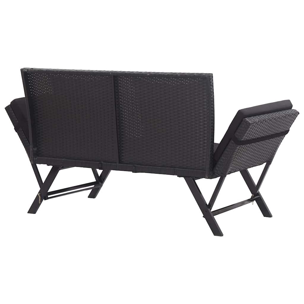 Banco de jardín con cojines ratán sintético gris 116x62,5x74 cm