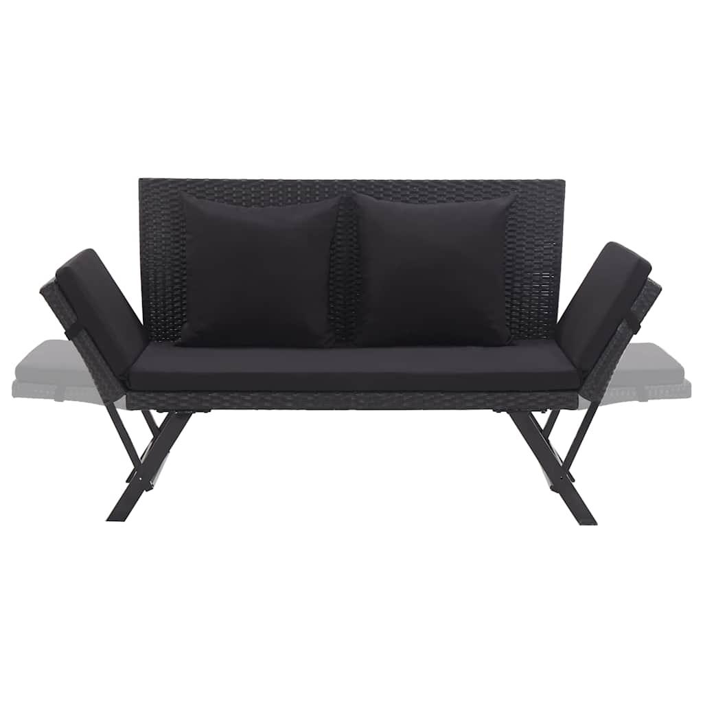 Banco de jardín con cojines ratán sintético gris 116x62,5x74 cm