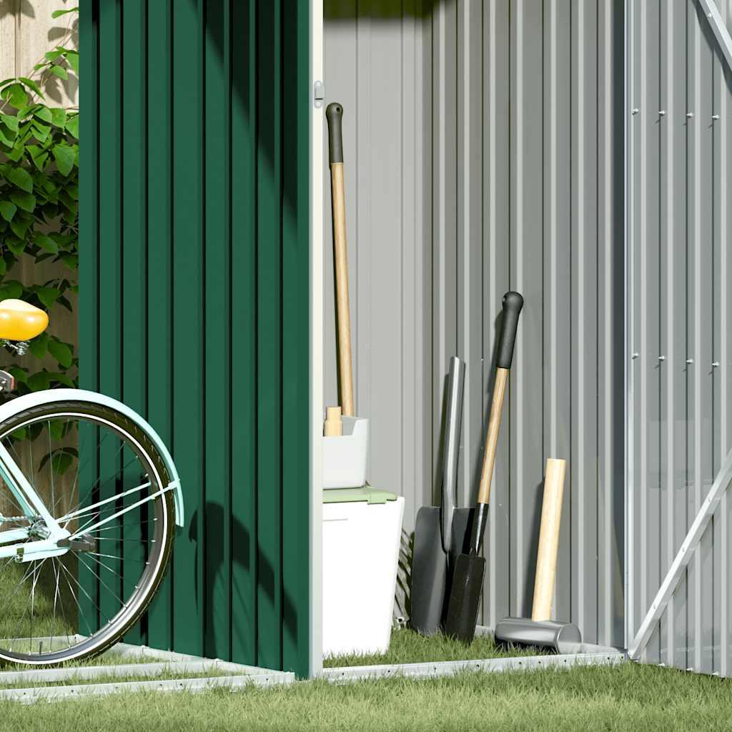 Cobertizo jardín de leña acero galvanizado verde 245x98x159 cm