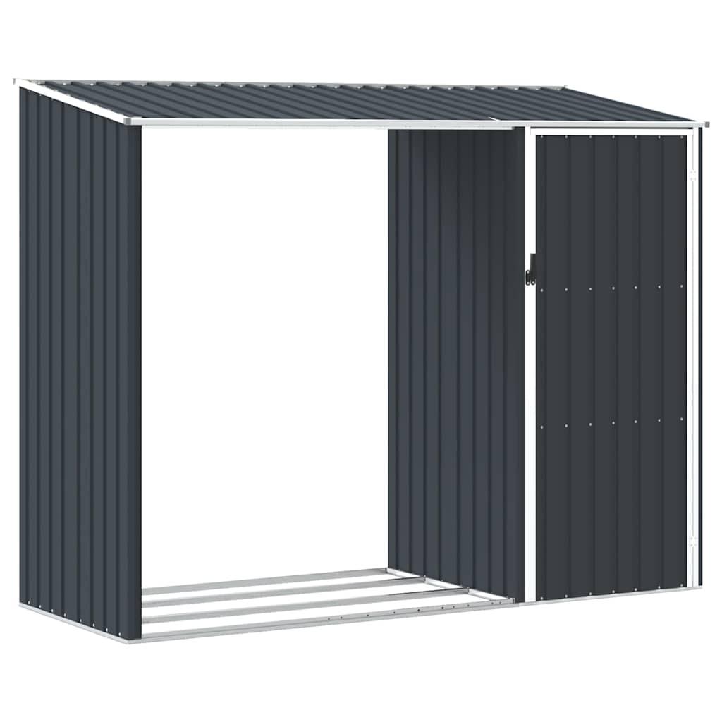 Cobertizo jardín de leña acero galvanizado verde 245x98x159 cm