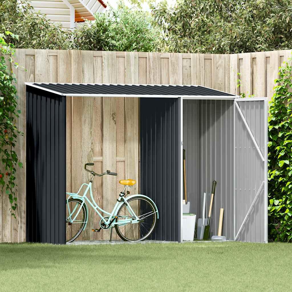 Cobertizo jardín de leña acero galvanizado verde 245x98x159 cm