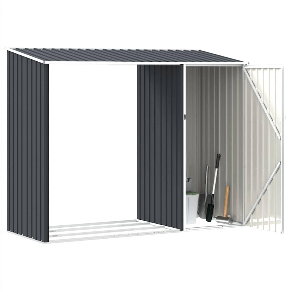 Cobertizo jardín de leña acero galvanizado verde 245x98x159 cm