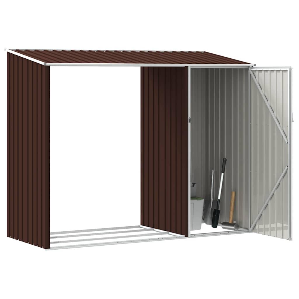 Cobertizo jardín de leña acero galvanizado verde 245x98x159 cm