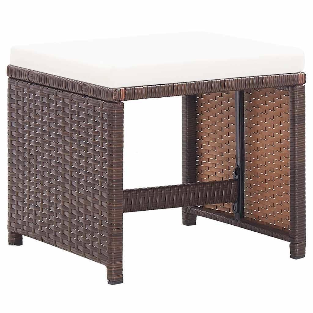 Set comedor de jardín 15 pzas con cojines ratán sintético beige