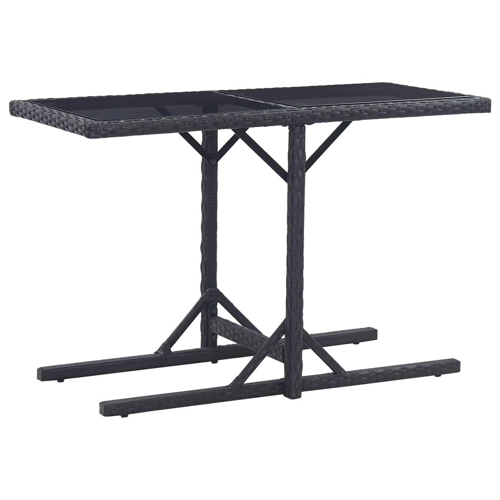 Mesa de jardín de vidrio y ratán sintético blanco 110x53x72 cm