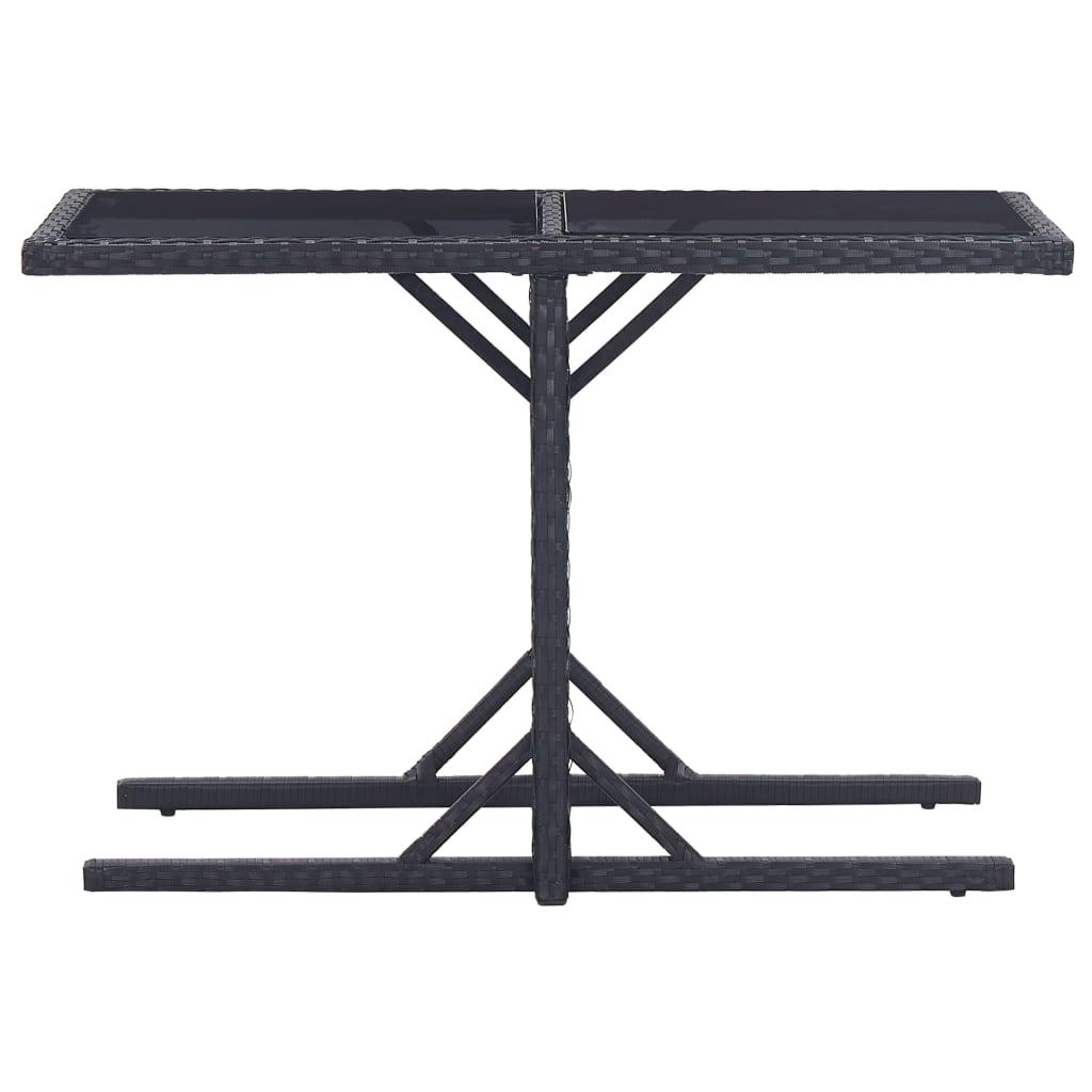 Mesa de jardín de vidrio y ratán sintético blanco 110x53x72 cm