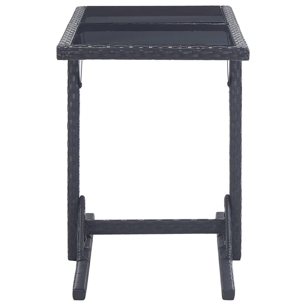 Mesa de jardín de vidrio y ratán sintético blanco 110x53x72 cm