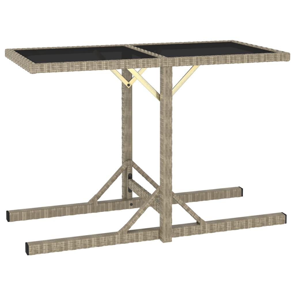 Mesa de jardín vidrio y ratán sintético antracita 110x53x72 cm