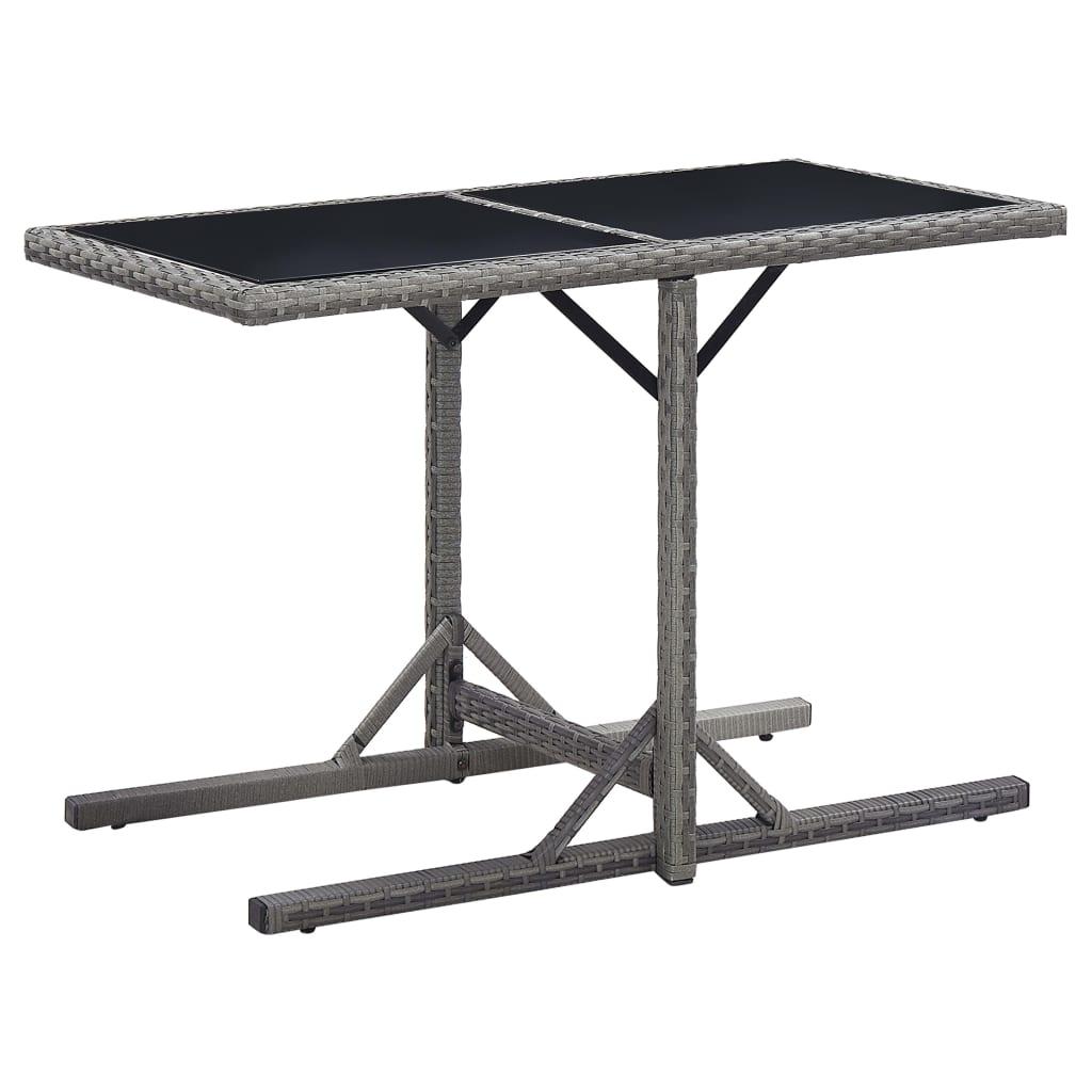 Mesa de jardín de vidrio y ratán sintético blanco 110x53x72 cm