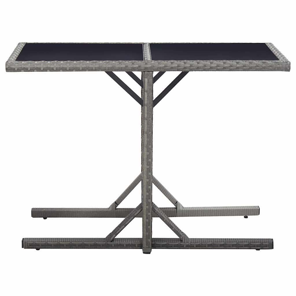 Mesa de jardín de vidrio y ratán sintético blanco 110x53x72 cm