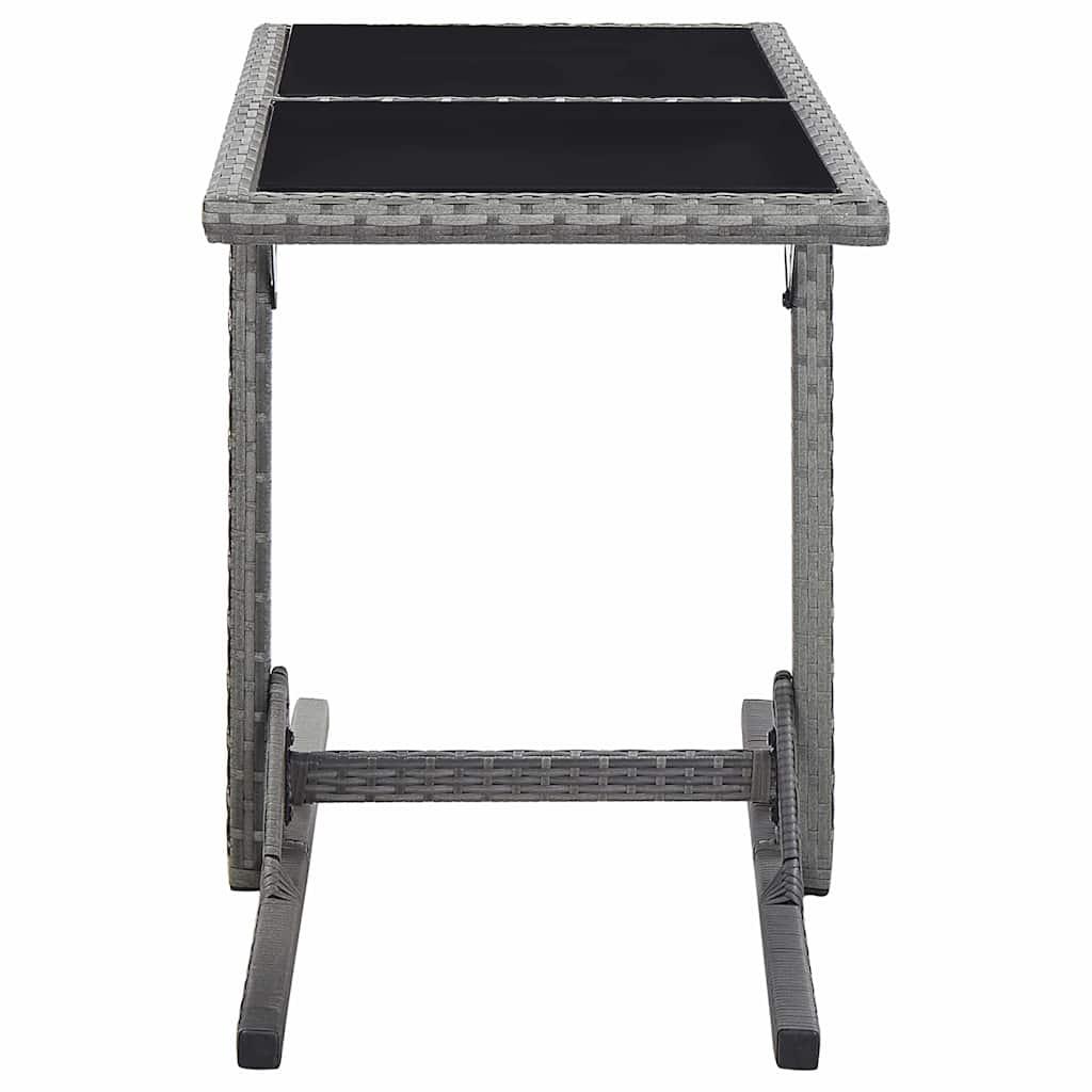 Mesa de jardín de vidrio y ratán sintético blanco 110x53x72 cm