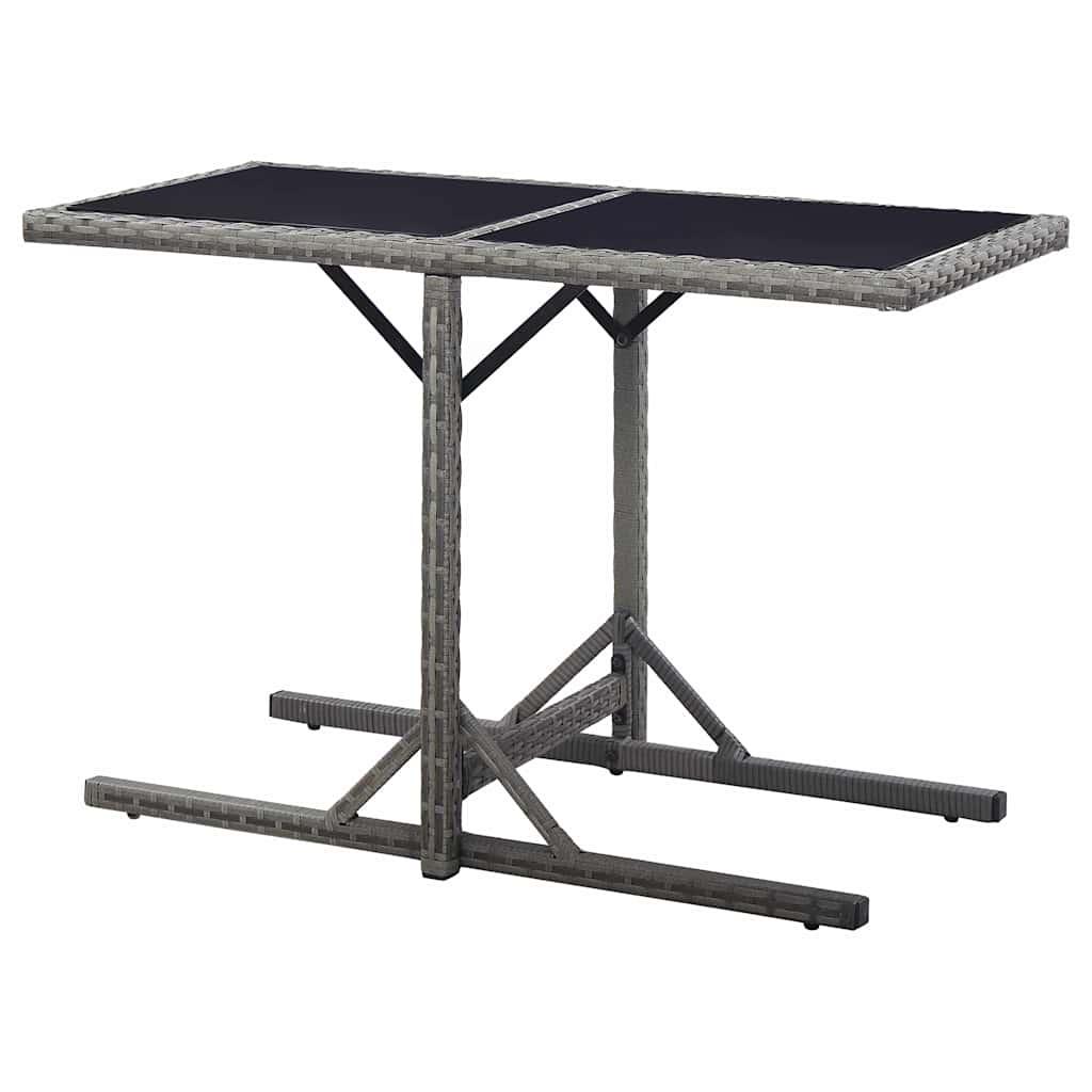 Mesa de jardín de vidrio y ratán sintético blanco 110x53x72 cm