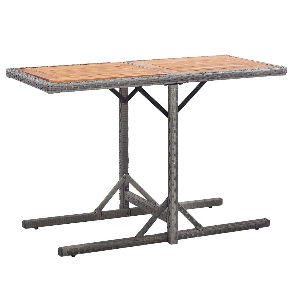 Mesa de jardín ratán sintético y madera acacia gris 90x55x71 cm