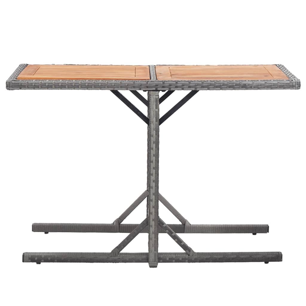 Mesa de jardín ratán sintético y madera acacia gris 90x55x71 cm