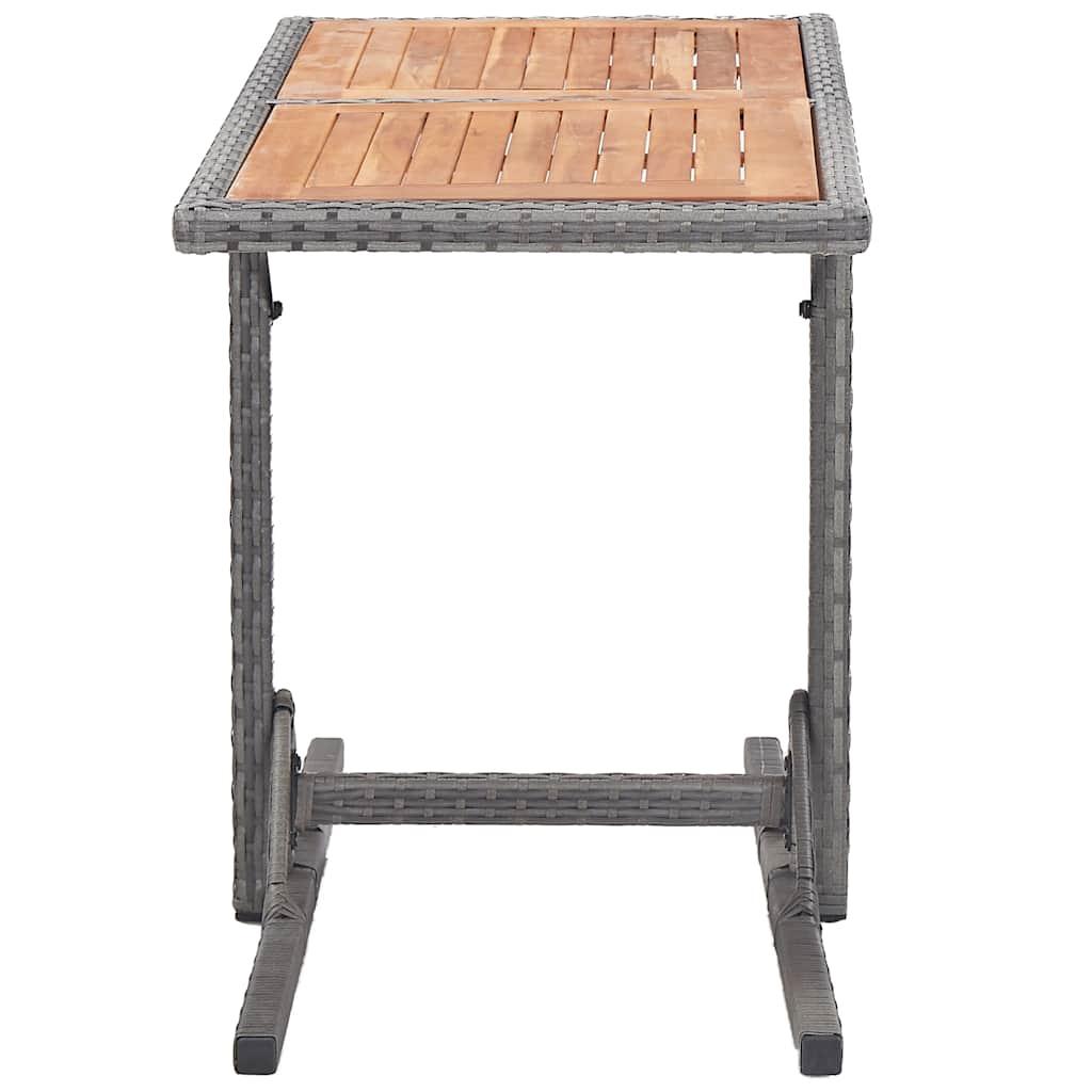 Mesa de jardín ratán sintético madera acacia negro 109x107x74cm