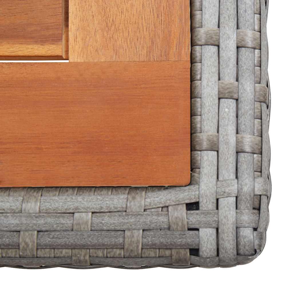 Mesa de jardín ratán sintético madera acacia negro 109x107x74cm