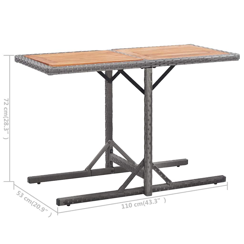 Mesa de jardín ratán sintético madera acacia negro 109x107x74cm