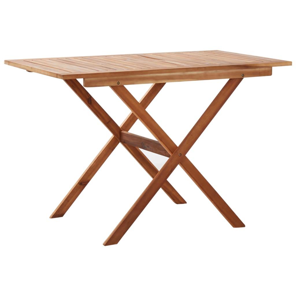 Mesa de jardín madera maciza acacia negro y marrón 123x60x74 cm
