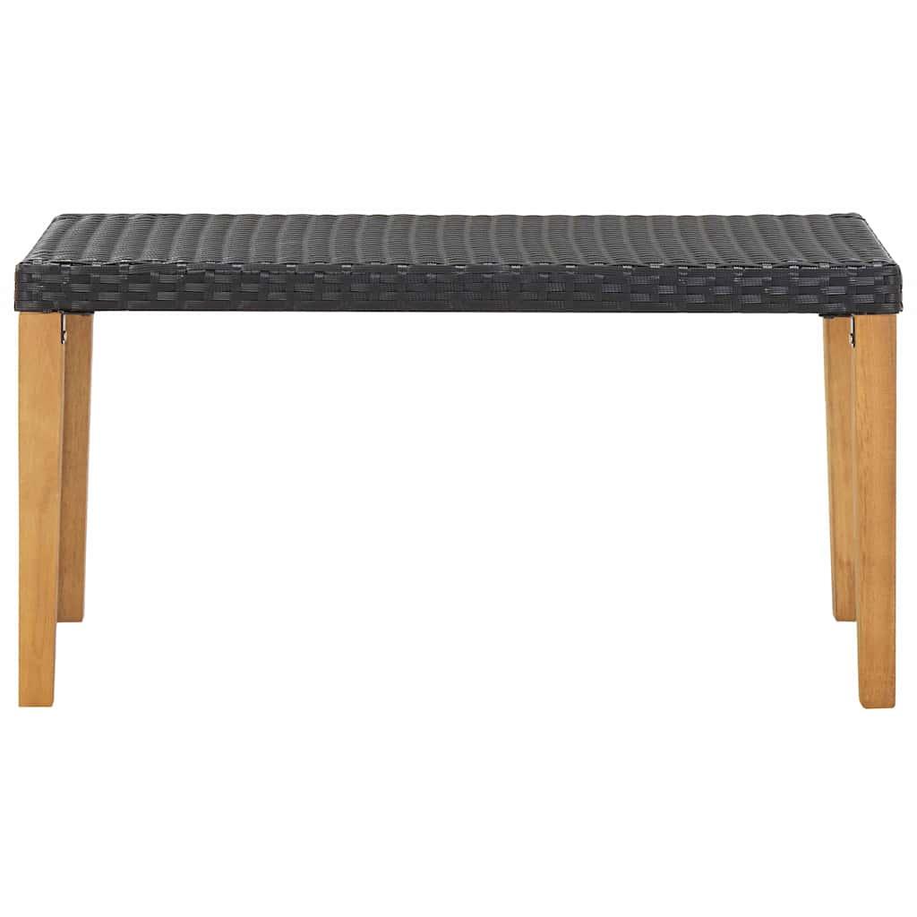 Banco de jardín ratán sintético y madera de acacia negro 120 cm