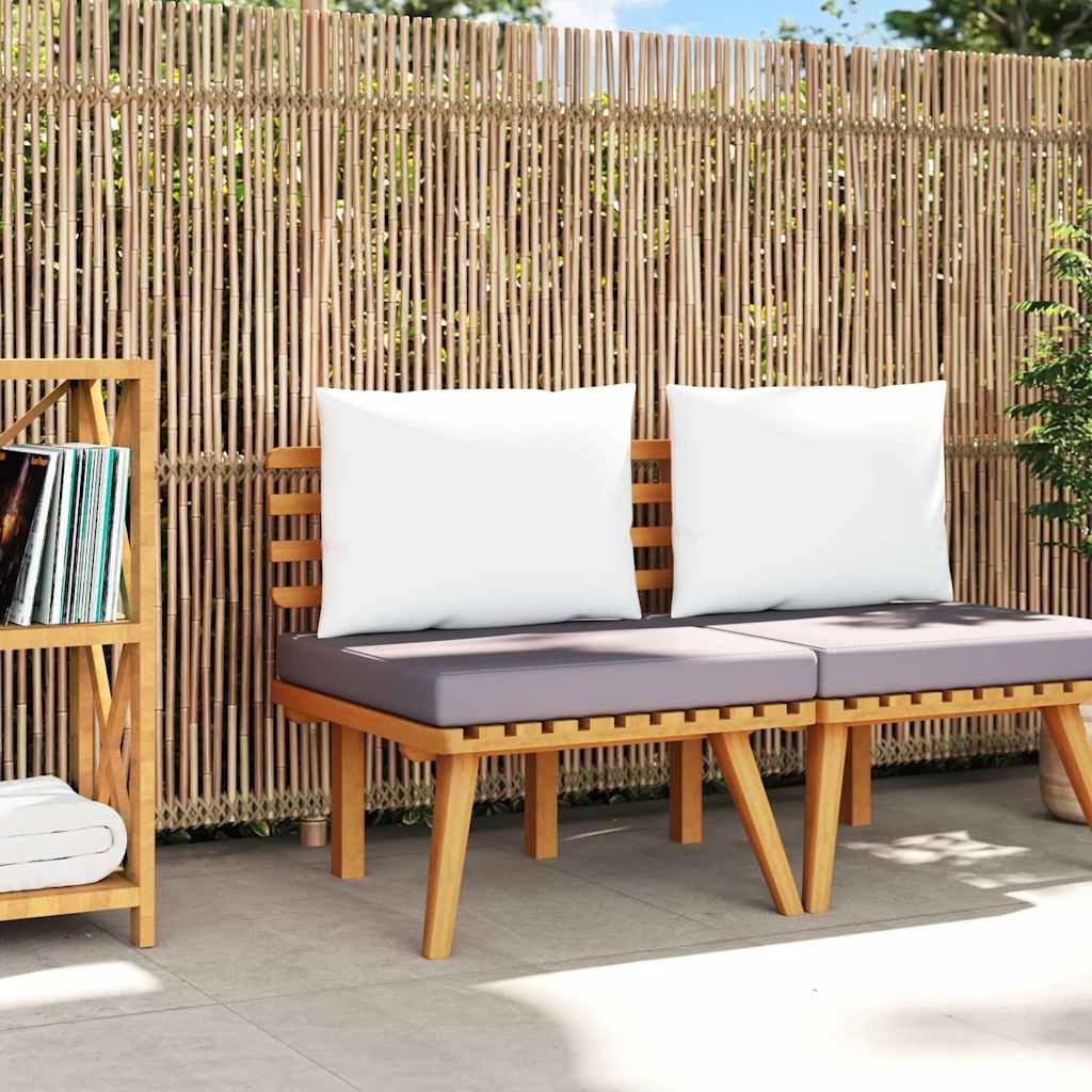 Silla de jardín y cojines blanco crema madera maciza de acacia
