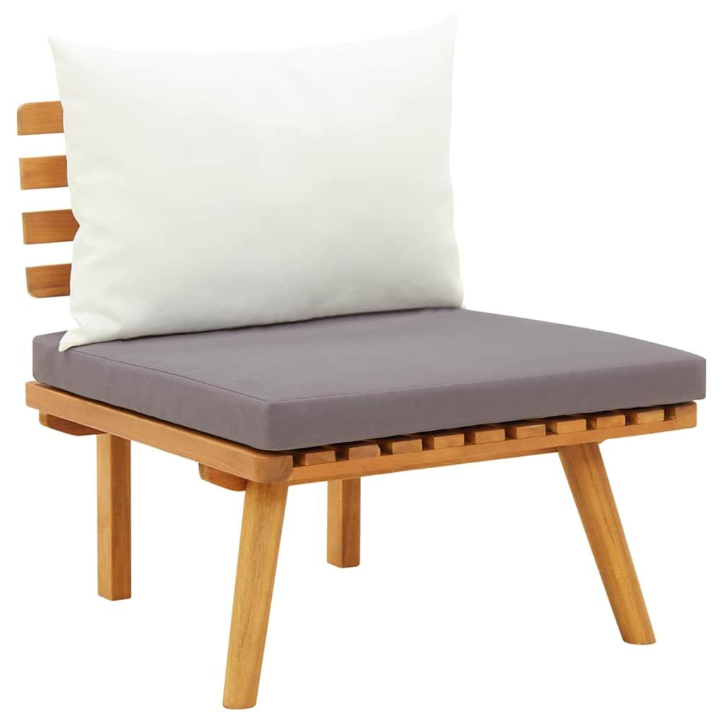 Silla de jardín y cojines blanco crema madera maciza de acacia